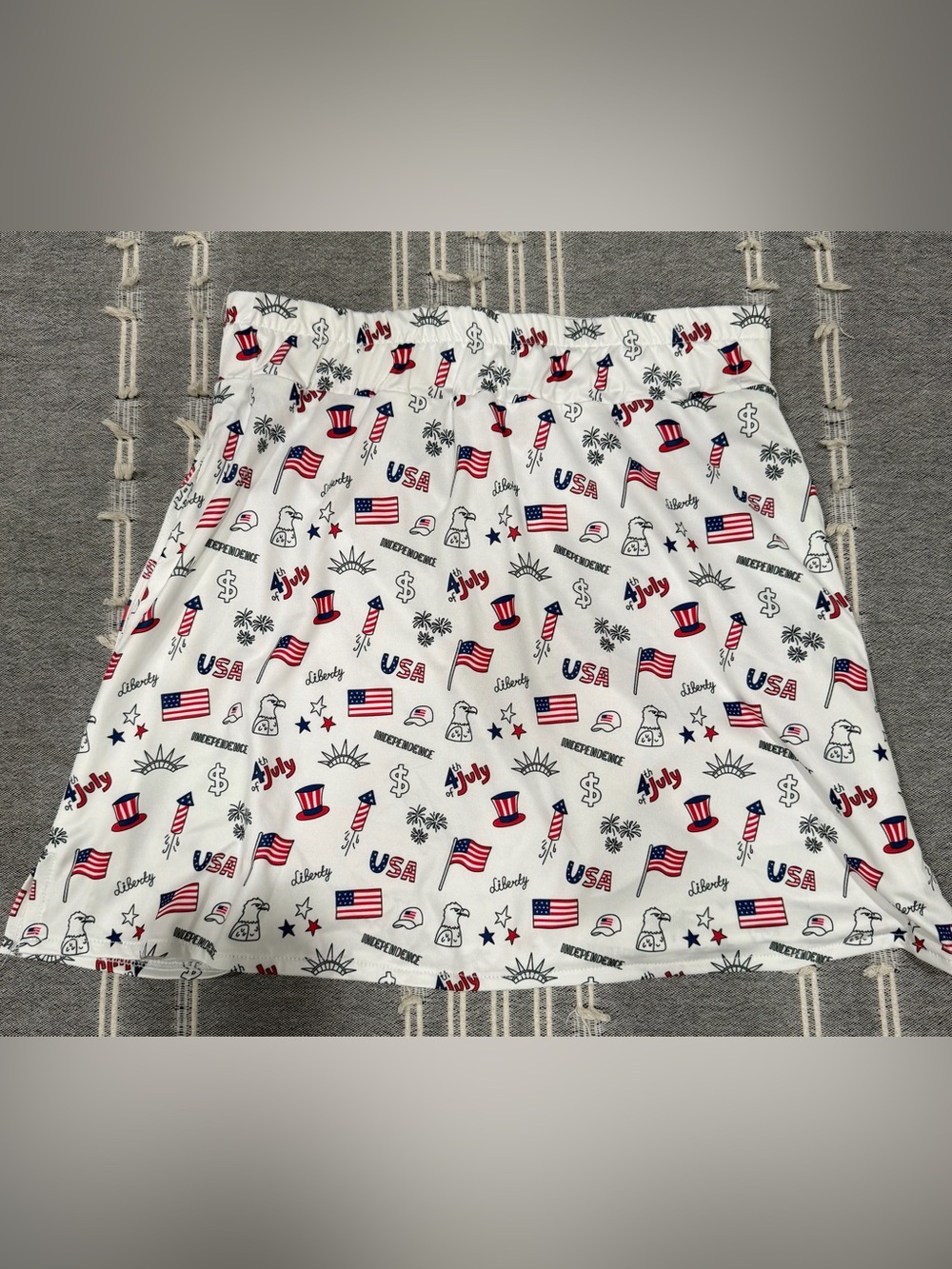 July 4th Patriotic Women's Golf Skirt with Built-In Shorts - Red/White/Blue - Picture 3 of 5